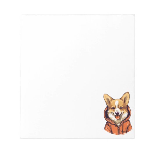 コーギおもしろい着用フード付きスウェットシャツ ノートパッド (正面)