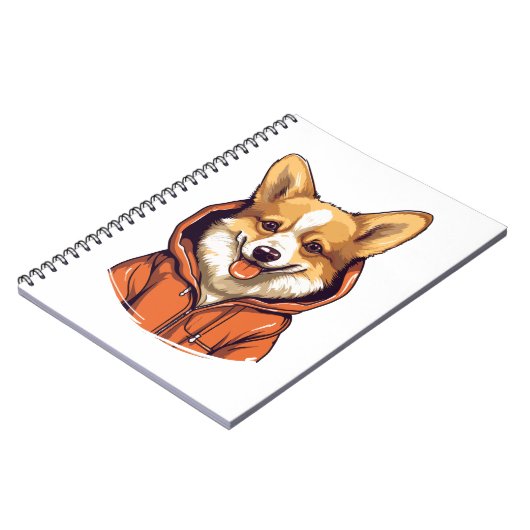 コーギおもしろい着用フード付きスウェットシャツ ノートブック (左側)