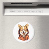 コーギおもしろい着用フード付きスウェットシャツ マグネット (インサイチュ (食洗機))