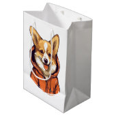 コーギおもしろい着用フード付きスウェットシャツ ミディアムペーパーバッグ (正面アングル)