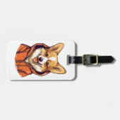 コーギおもしろい着用フード付きスウェットシャツ ラゲッジタグ (正面横)