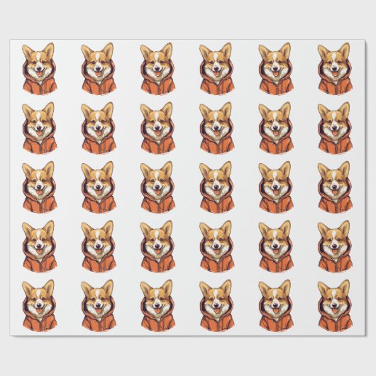 コーギおもしろい着用フード付きスウェットシャツ ラッピングペーパー (フラット)