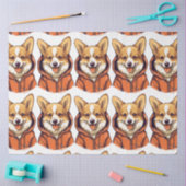 コーギおもしろい着用フード付きスウェットシャツ 薄葉紙 (クラフト)