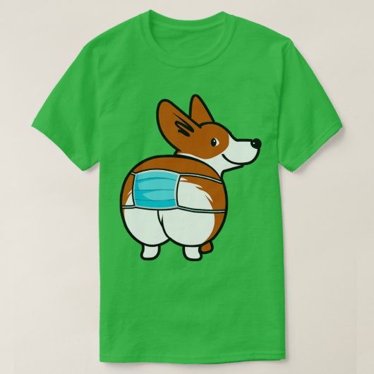 コーギおもしろい顔マスク Tシャツ (デザイン正面)