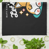 コーギお尻と昼寝ビーブス – かわいい眠り犬 キッチンタオル (折り畳み)