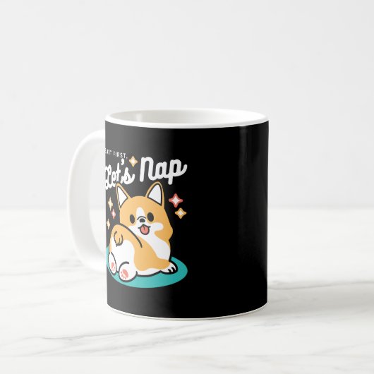 コーギお尻と昼寝ビーブス – かわいい眠り犬 コーヒーマグカップ (正面左)