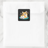 コーギお尻と昼寝ビーブス – かわいい眠り犬 スクエアシール (バッグ)