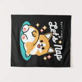 コーギお尻と昼寝ビーブス – かわいい眠り犬 タペストリー (正面(横))