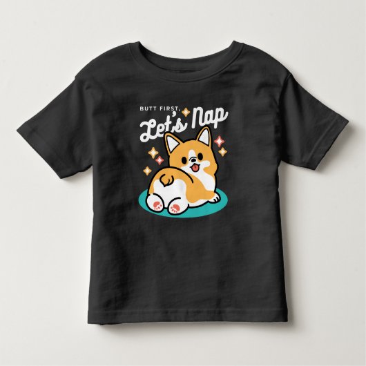 コーギお尻と昼寝ビーブス – かわいい眠り犬 トドラーTシャツ (正面)