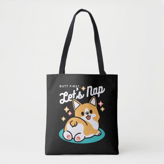 コーギお尻と昼寝ビーブス – かわいい眠り犬 トートバッグ (正面)