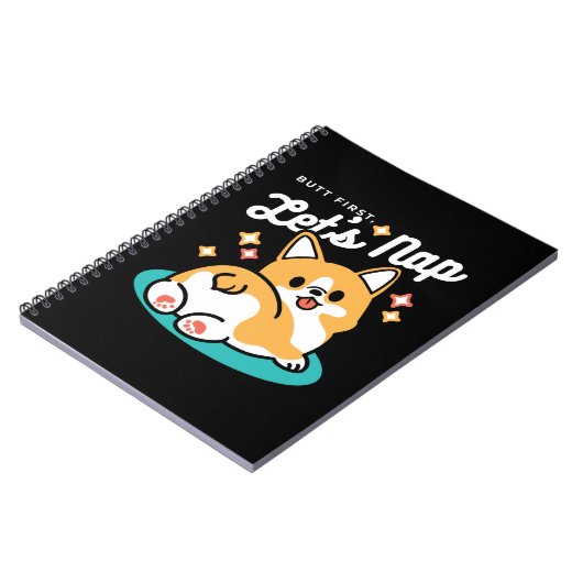 コーギお尻と昼寝ビーブス – かわいい眠り犬 ノートブック (左側)
