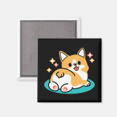 コーギお尻と昼寝ビーブス – かわいい眠り犬 マグネット (正面/裏面)