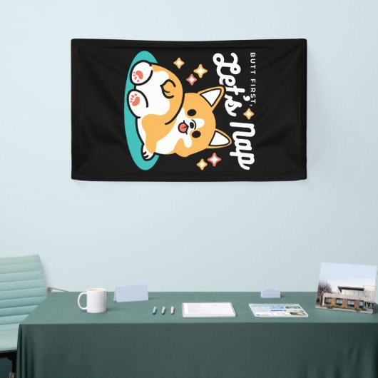 コーギお尻と昼寝ビーブス – かわいい眠り犬 横断幕 (トレードショー)