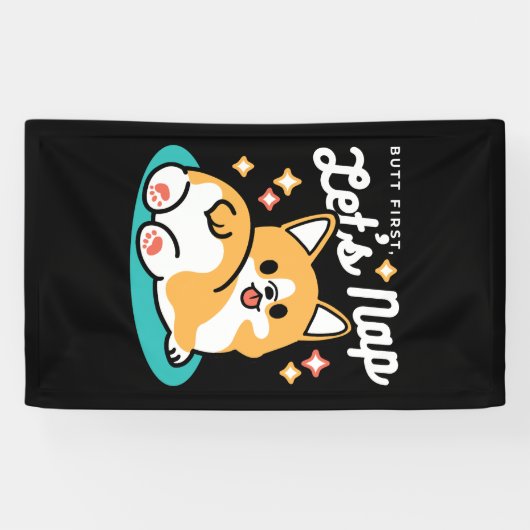 コーギお尻と昼寝ビーブス – かわいい眠り犬 横断幕 (横)