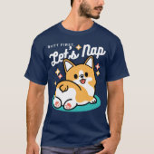 コーギお尻と昼寝ビーブス – かわいい眠り犬 Tシャツ (正面)
