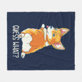 コーギお尻推測どのようなおもしろい犬ユーモア フリースブランケット (正面(横))