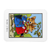 コーギお洒落ドッグイラストレーション名前をカスタムする マグネット (横)