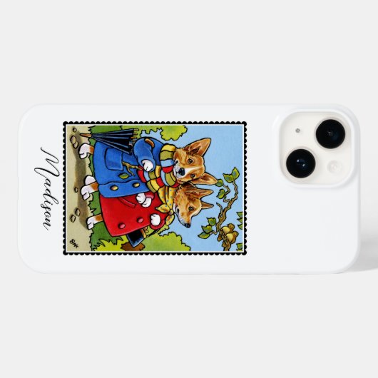 コーギお洒落ドッグイラストレーション名前をカスタムする Case-Mate iPhoneケース (裏面 (横))