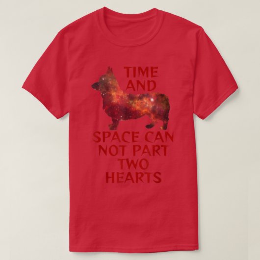 コーギかわいい時間と宇宙はパーツハート Tシャツ (デザイン正面)