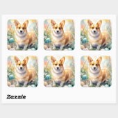 コーギとイースターエッグホリデー スクエアシール (シート)