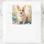 コーギとイースターエッグホリデー スクエアシール (バッグ)