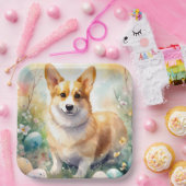 コーギとイースターエッグホリデー ペーパープレート (パーティー)