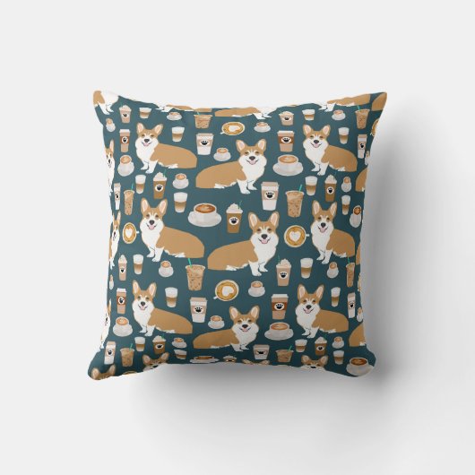 コーギとコーヒーピロー – かわいいコーギフト クッション (裏面)