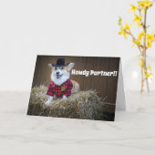 コーギのシェリフ誕生日カード カード (黄色い花)