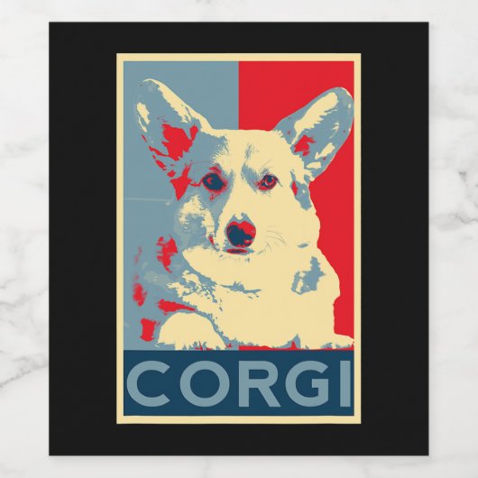 コーギのファンのためのコーギアートドッグアート ワインラベル (シングルラベル)
