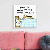 コーギの匂いを嗅いで目を覚ます時間 キャンバスプリント (インサイチュ (リビング))