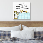 コーギの匂いを嗅いで目を覚ます時間 キャンバスプリント (インサイチュ (寝室))