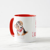 コーギの子犬のクリスマスマグをディラン マグカップ (正面左)