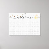 コーギの子犬の歓迎シーティングテーブル番号 キャンバスプリント (正面)