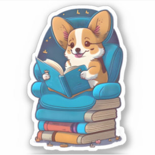 コーギの子犬読は本だ シール
