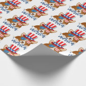 コーギアメリカハット愛国的なスターとストライプ ラッピングペーパー (角)
