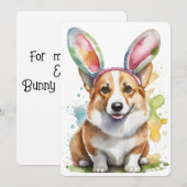 コーギイースターバニーのトレーニング招待状 招待状 (正面/裏面)