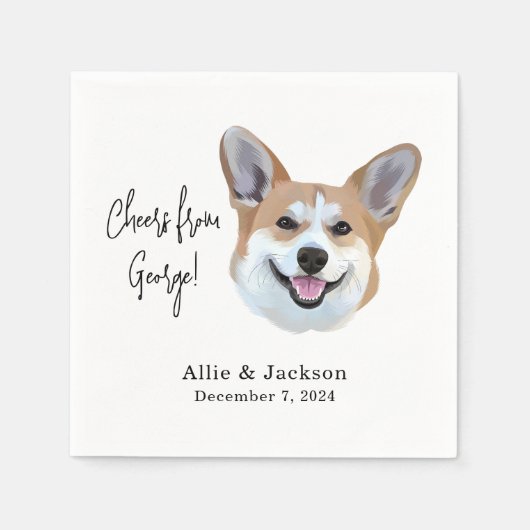 コーギウェディングパーティカスタムーカクテルナプキンス スタンダードカクテルナプキン (正面)