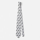 コーギウェルシュドッグイエロー&ブラックグリッドホワイトタイ ネクタイ (正面)