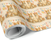 コーギエレガントファミリー誕生日 ラッピングペーパー (ロールコーナー)