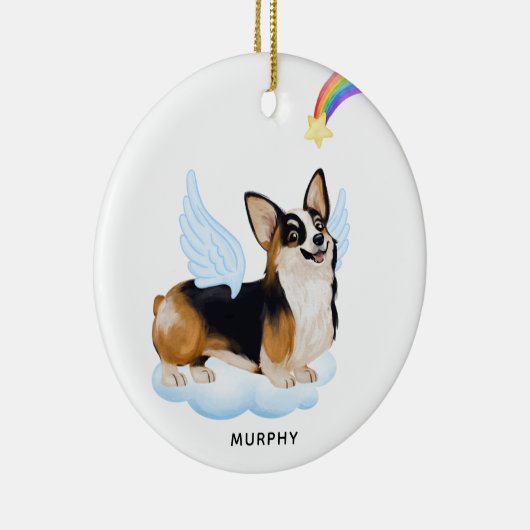 コーギエンジェルパーソナライズされたドッグロス犬記念碑 セラミックオーナメント (右)