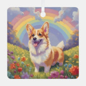 コーギカスタムメモリアル犬の名前かわいいレインボーブリッジ メタルオーナメント (正面)