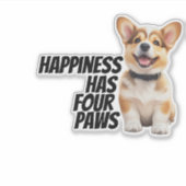 コーギカーデカール- "幸福は4つの足を持っている" シール (正面)