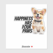 コーギカーデカール- "幸福は4つの足を持っている" シール (シート)