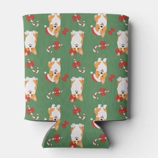 コーギクリスマスキャンディーケーンパターン 缶クーラー (裏面)