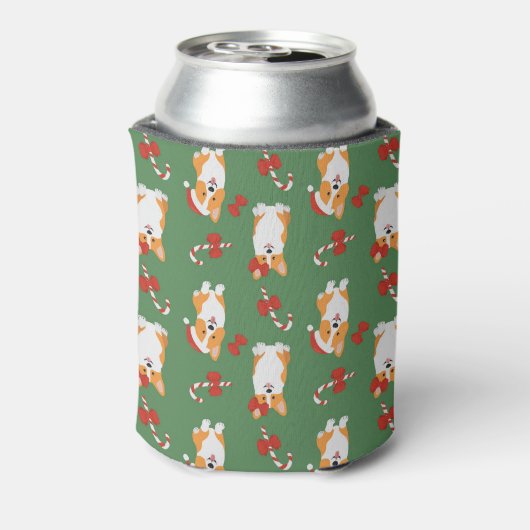 コーギクリスマスキャンディーケーンパターン 缶クーラー (缶裏面)
