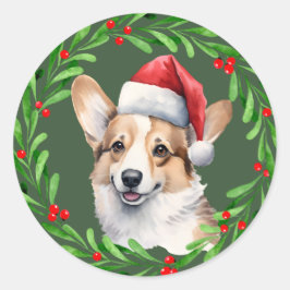 コーギクリスマスドッグパピーメーリング ラウンドシール