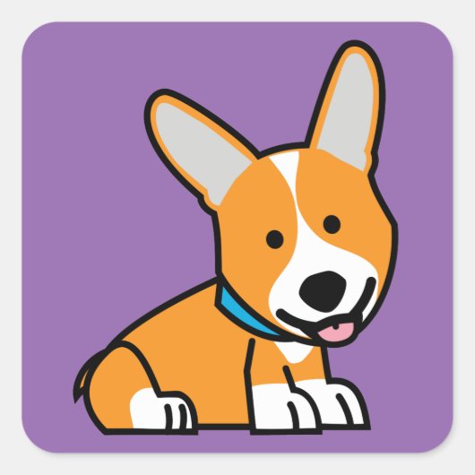 コーギコルギス犬の子犬の犬の幸せなPembroke Welsh スクエアシール (正面)