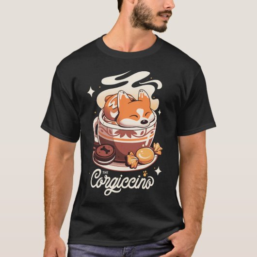 コーギコーヒーブレイク – かわいい犬 Tシャツ (正面)
