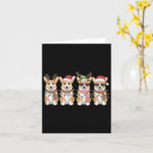 コーギサンタクリスマスツリーライトズクリスマスボーイズMen Co カード (黄色い花)