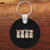 コーギサンタクリスマスツリーライトズクリスマスボーイズMen Co キーホルダー (正面)